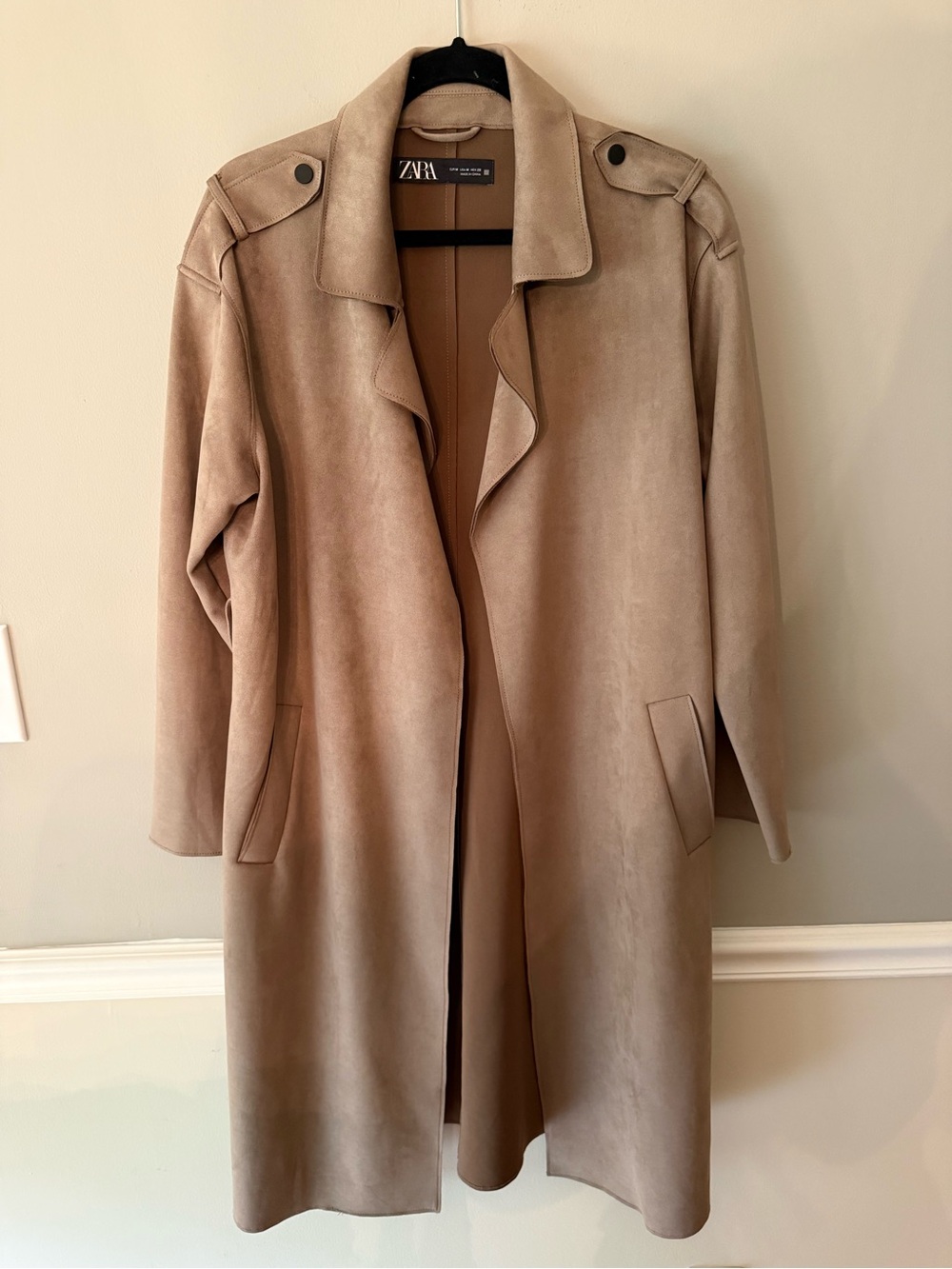 Zara Women's Tan Suede-like Trench Coat